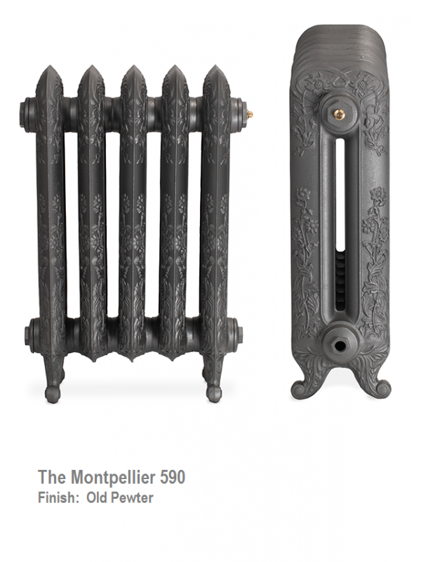 Montpellier 590 Cast Iron Radiator - 11 Sections, 590 x 822mm
